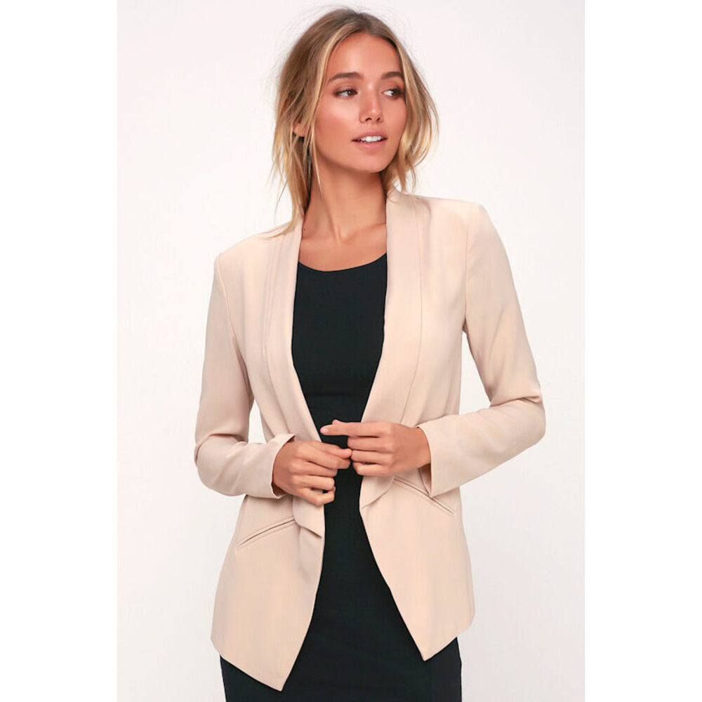 Lulus Miss Punctuality Taupe Lightweight Blazer Beige - Size M